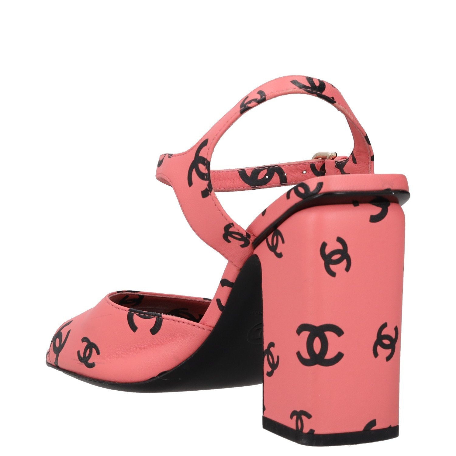 Chanel Printed Lambskin Coco Beach Block Heel