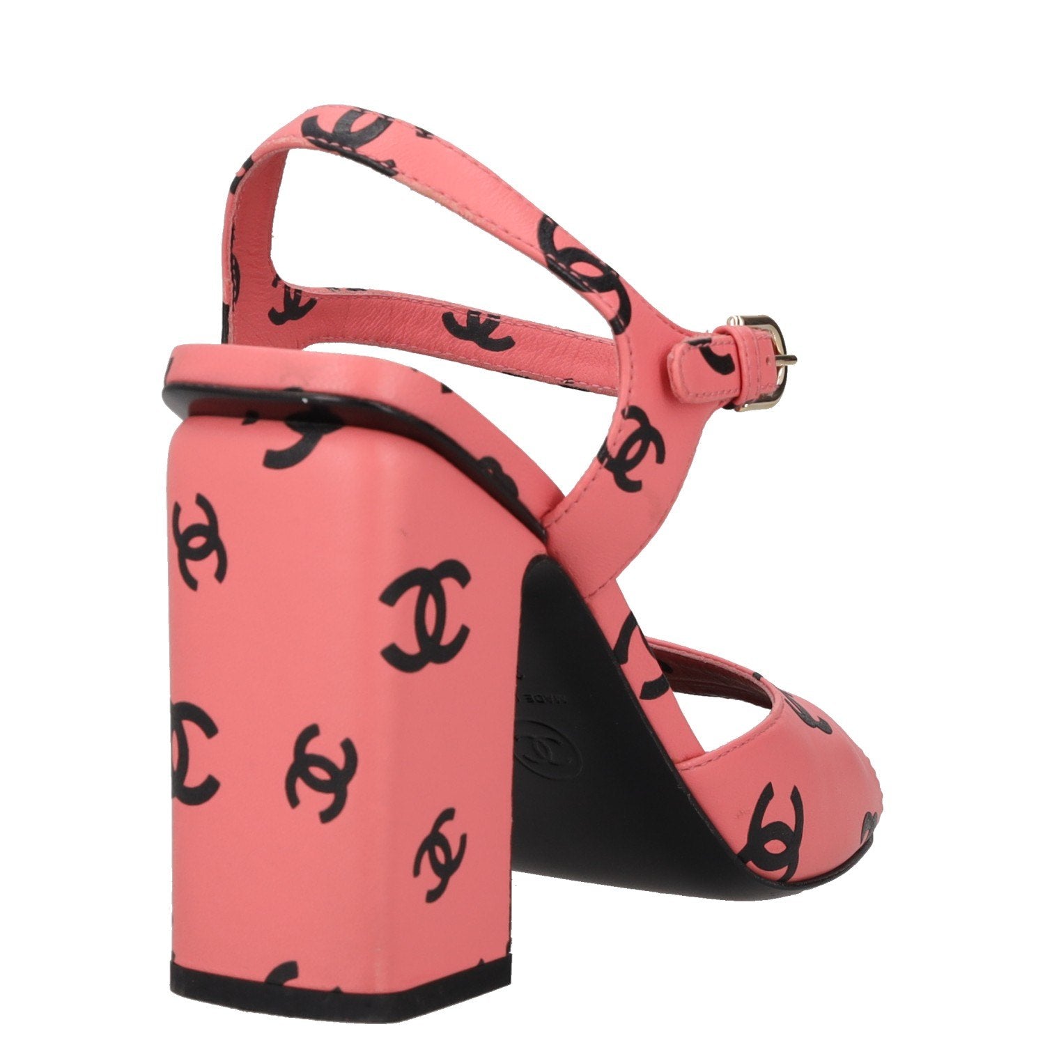 Chanel Printed Lambskin Coco Beach Block Heel