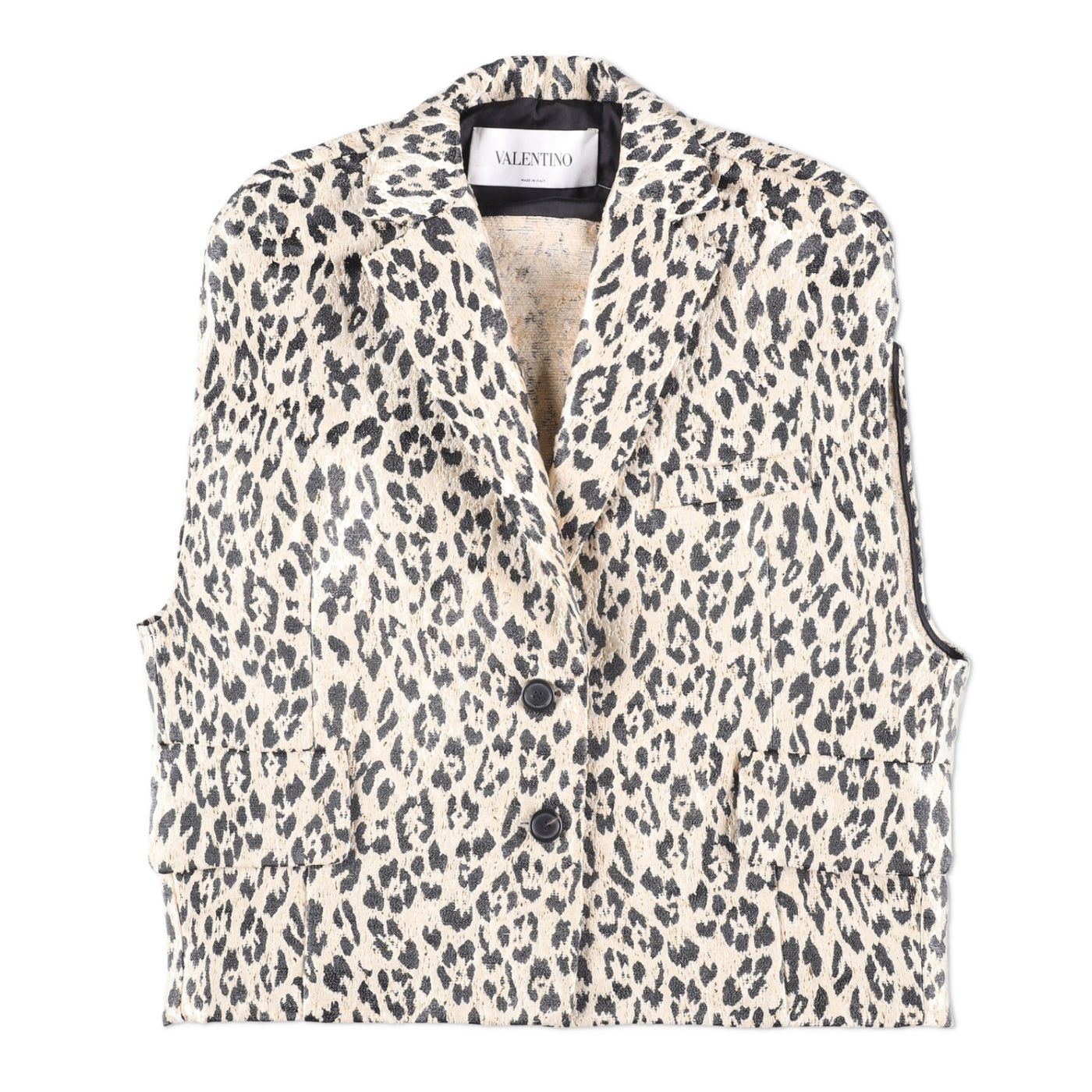 ⁠Valentino Garavani Leopard Print Sleeveless Jacket