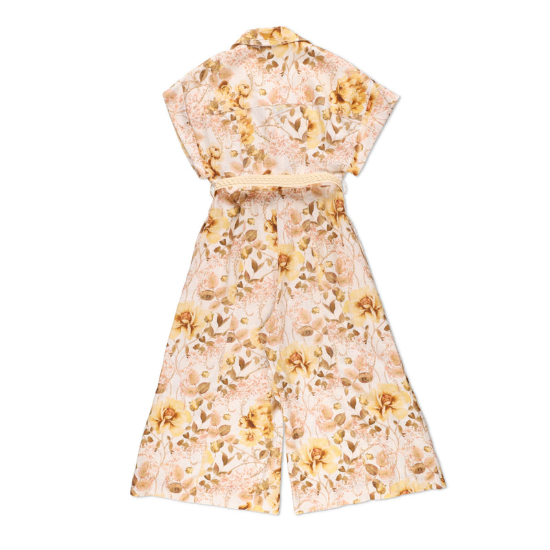 Zimmermann Rosa Belted Floral-Print Linen Jumpsuit