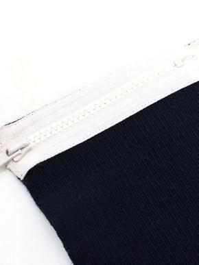 Ermanno Scervino Navy Knitted Cropped Trousers with Zippers