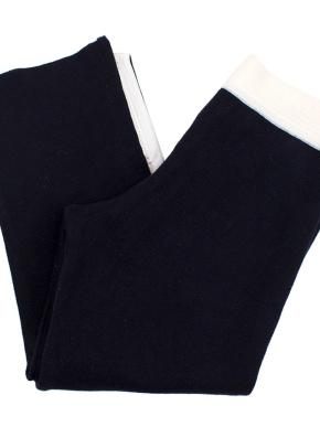 Ermanno Scervino Navy Knitted Cropped Trousers with Zippers