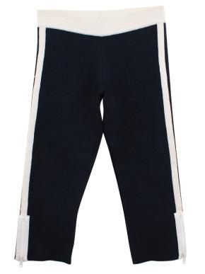 Ermanno Scervino Navy Knitted Cropped Trousers with Zippers