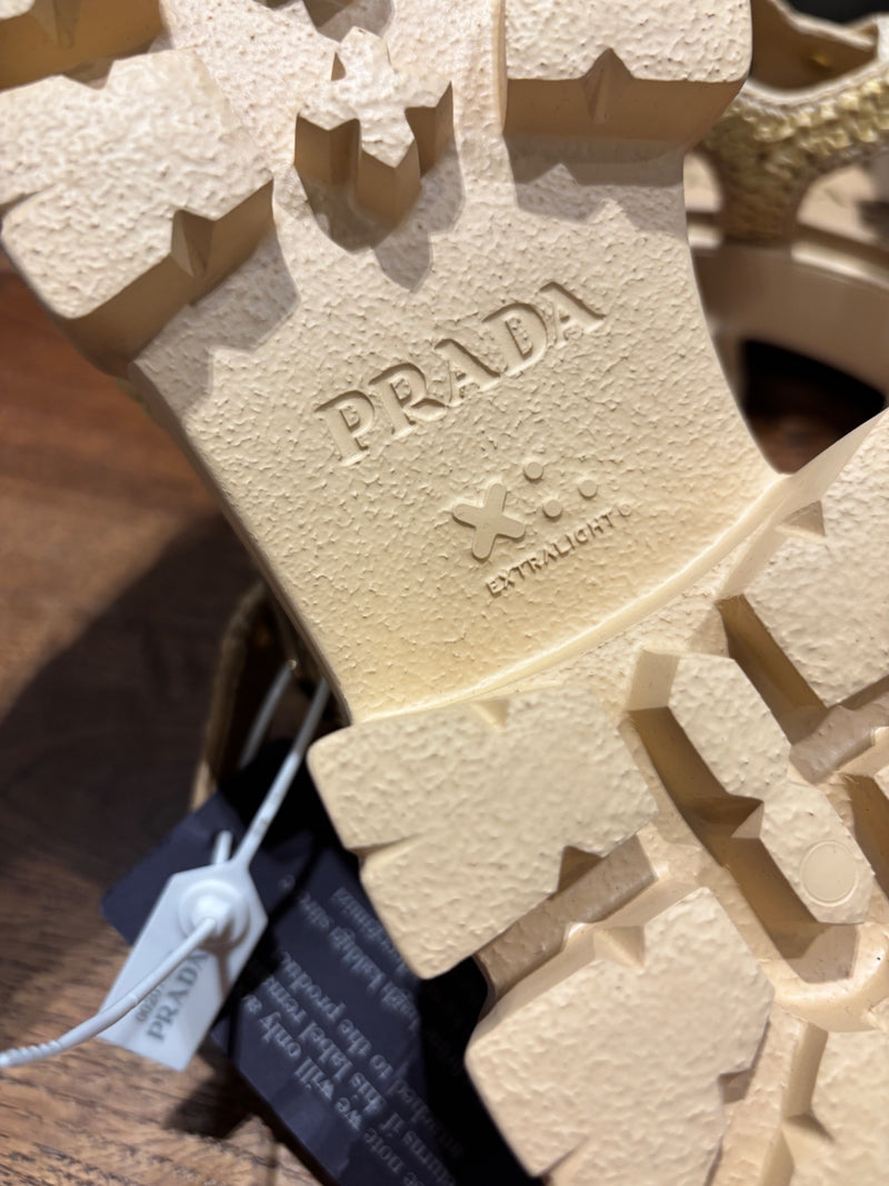 Prada Beige Crochet/Straw-like Sandals