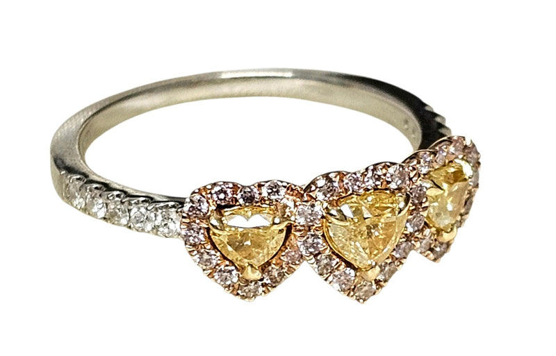  Yellow Diamond Trilogy Ring 14ct Gold 