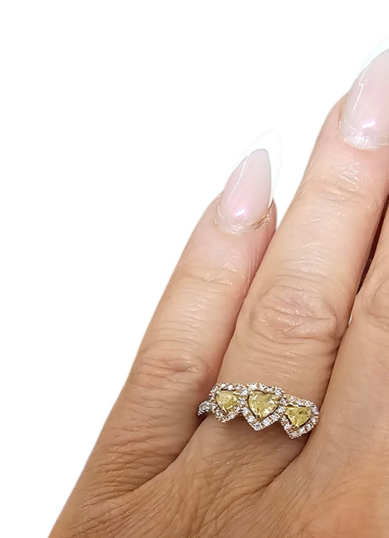  Yellow Diamond Trilogy Ring 14ct Gold 