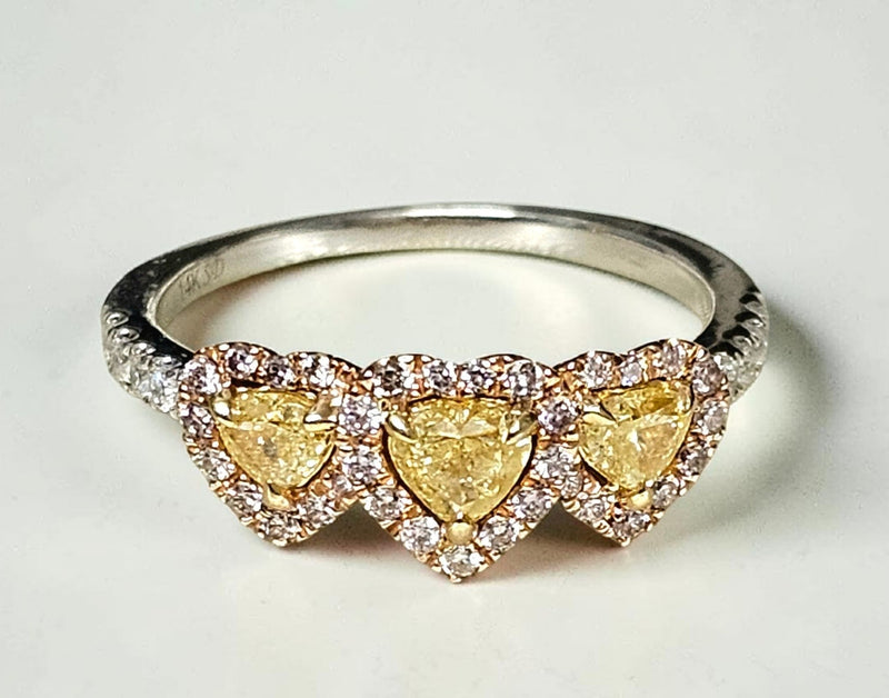  Yellow Diamond Trilogy Ring 14ct Gold 