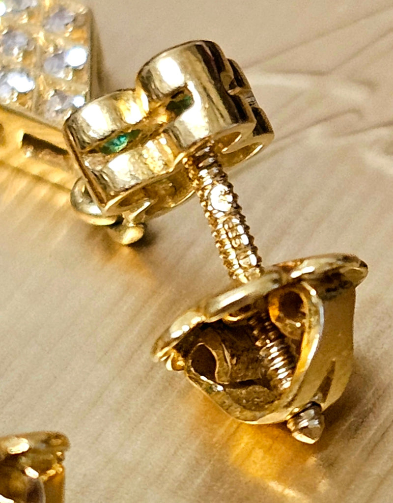 Diamond & Emerald drop earrings 14ct gold