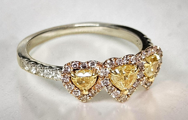  Yellow Diamond Trilogy Ring 14ct Gold 