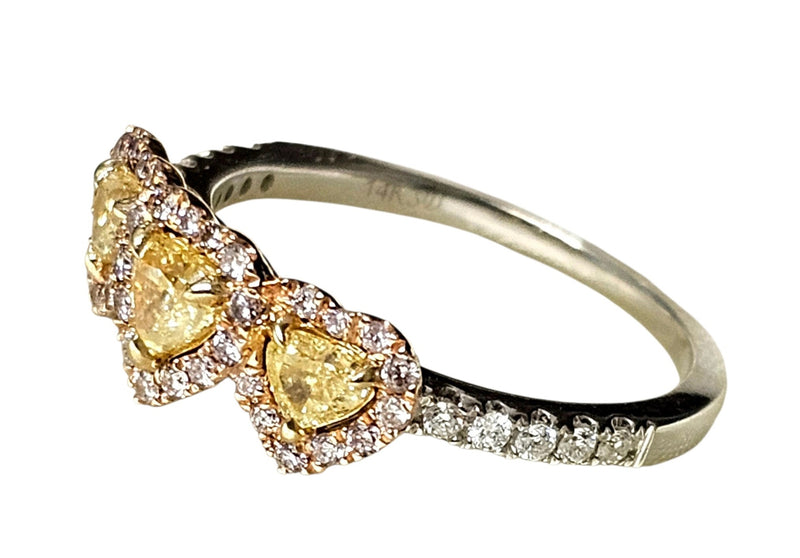  Yellow Diamond Trilogy Ring 14ct Gold 