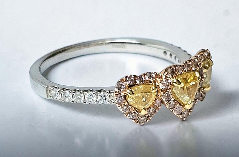  Yellow Diamond Trilogy Ring 14ct Gold 
