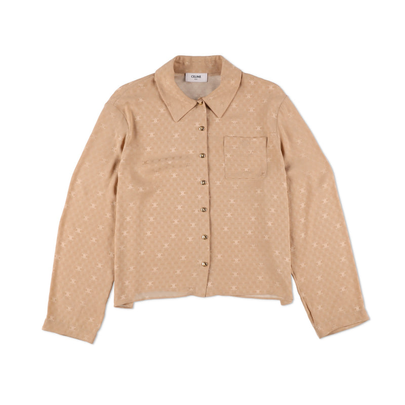 Celine Shirt Collar Blouse Triomphe Embroidery