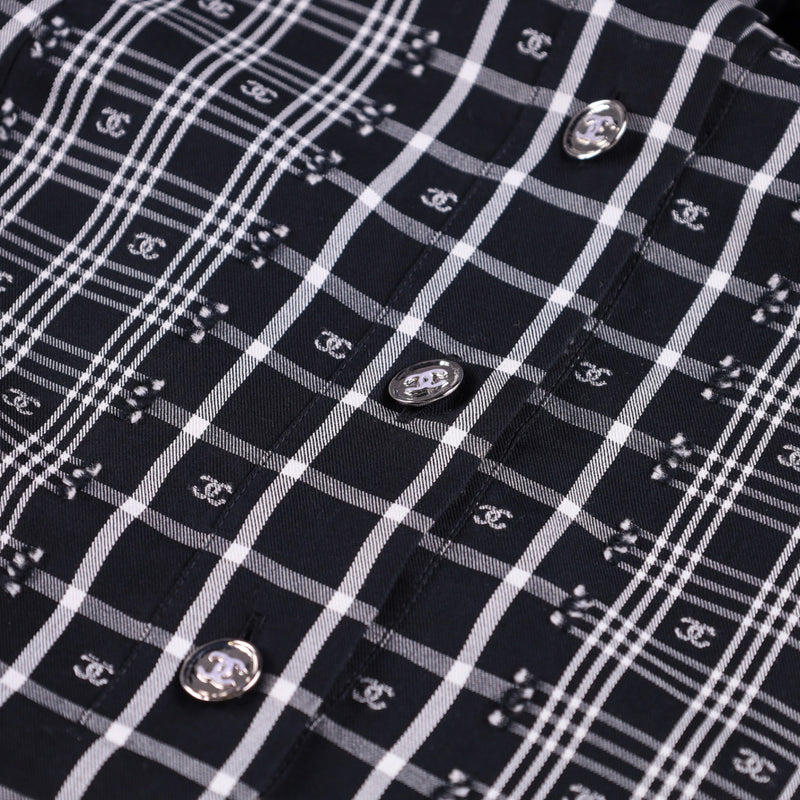 Chanel CC Logo Plaid Shirt Dress
