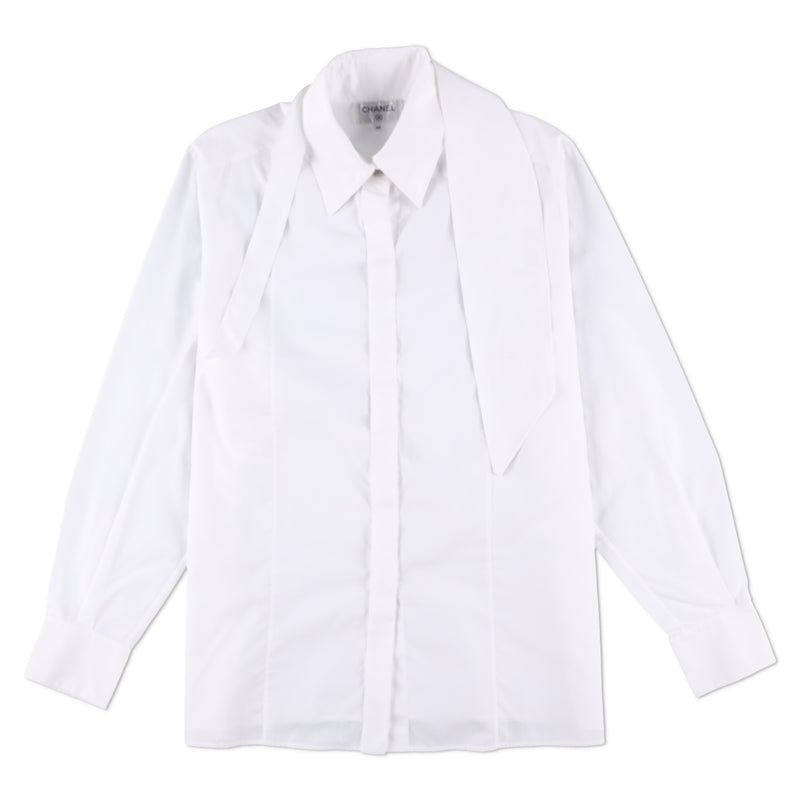 Chanel Cotton Tie-neck Shirt