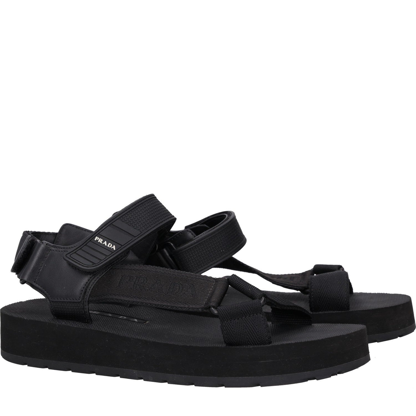 Prada Logo-Print Flat Sandals