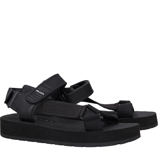Prada Logo-Print Flat Sandals