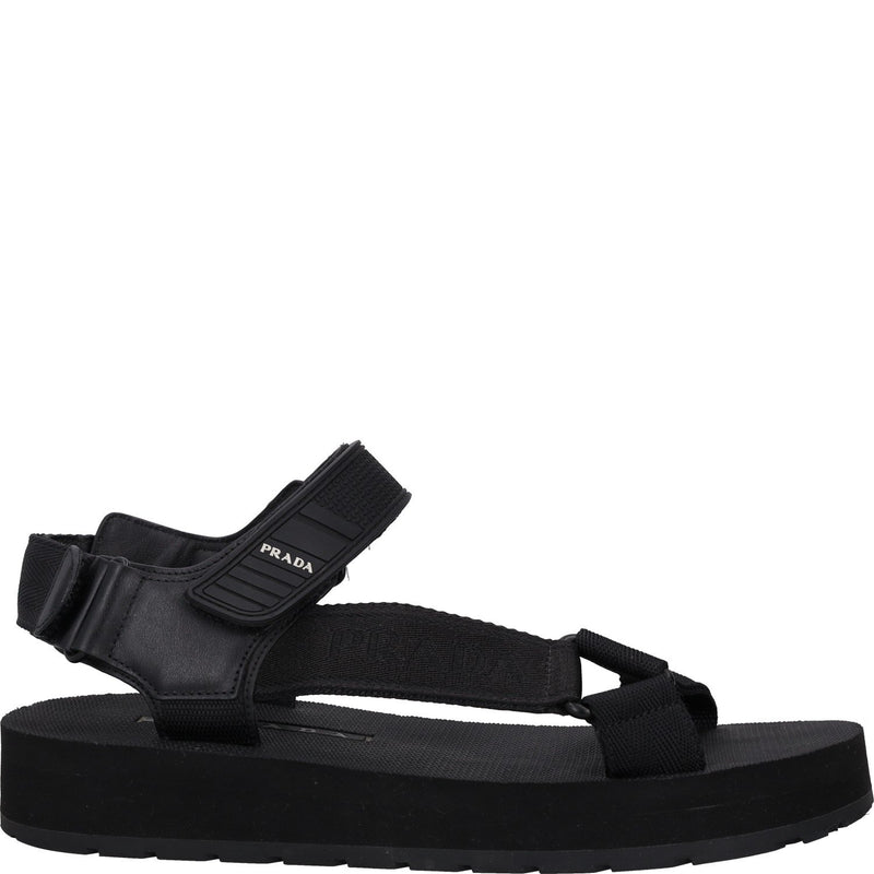 Prada Logo-Print Flat Sandals