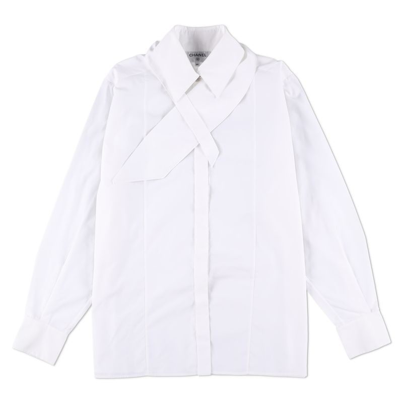 Chanel Cotton Tie-neck Shirt