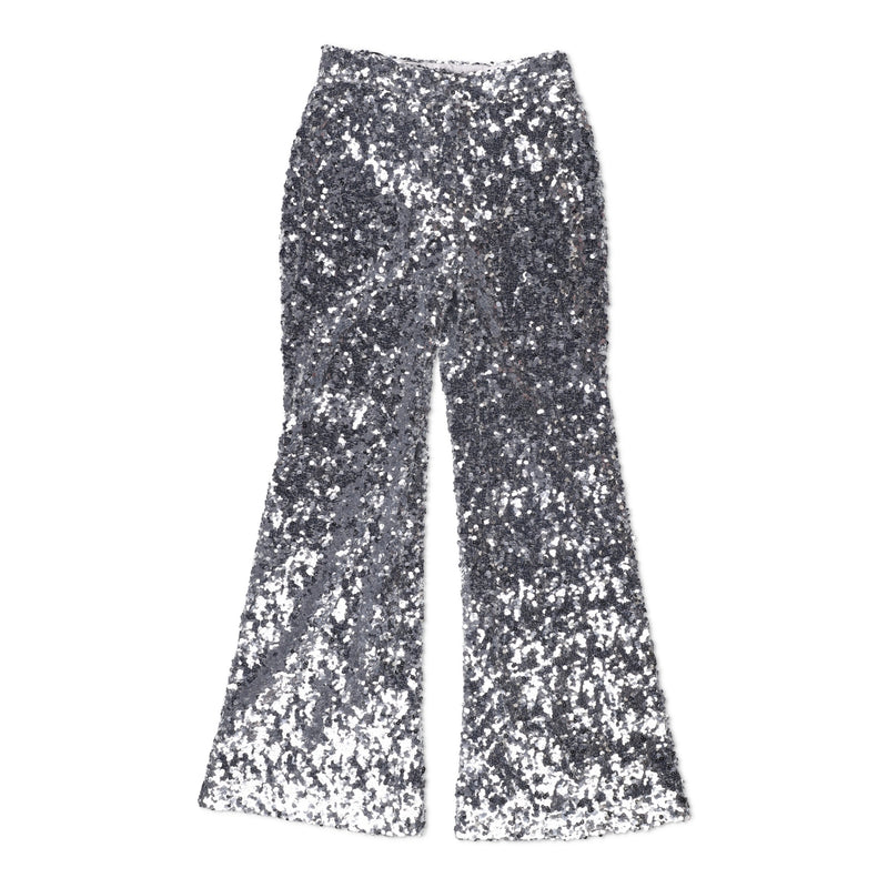 Halpern Silver Sequin Stovepipe Trousers