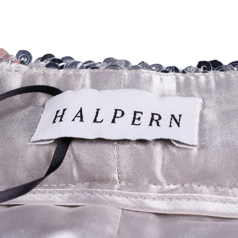 Halpern Silver Sequin Stovepipe Trousers