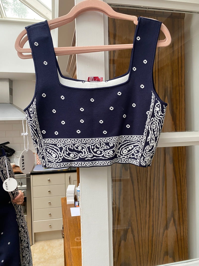 STAUD Navy blue and white Viscose / Nylon knit Clothing
