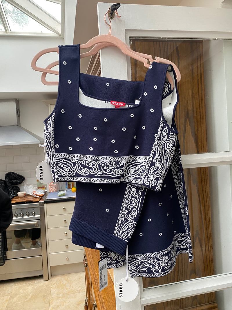 STAUD Navy blue and white Viscose / Nylon knit Clothing
