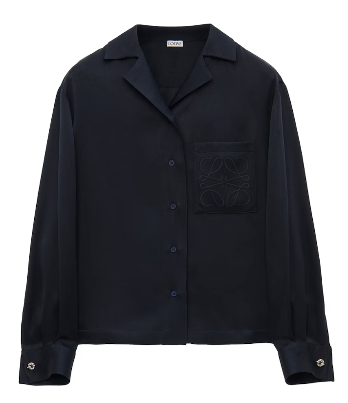 Loewe Anagram-Embroidered Long-sleeve Silk-blend Pyjama Shirt
