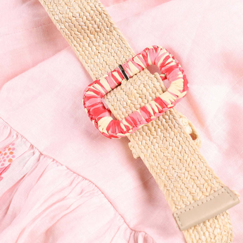 Zimmermann Strapless Belted Printed Linen Maxi Dress