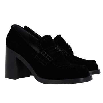 Chanel Velvet Block-Heel Loafer Pumps