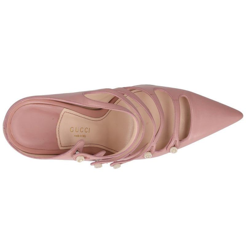 Gucci Leather Aneta Strappy Pointed Toe Mules