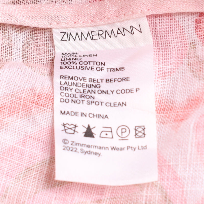 Zimmermann Strapless Belted Printed Linen Maxi Dress
