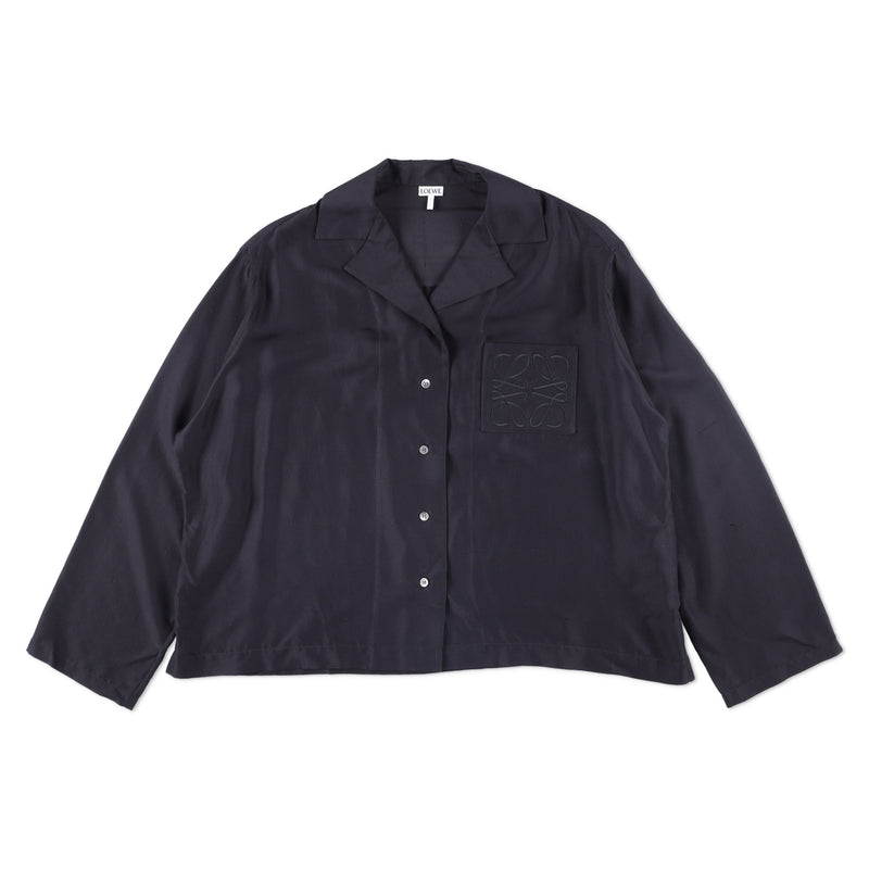 Loewe Anagram-Embroidered Long-sleeve Silk-blend Pyjama Shirt