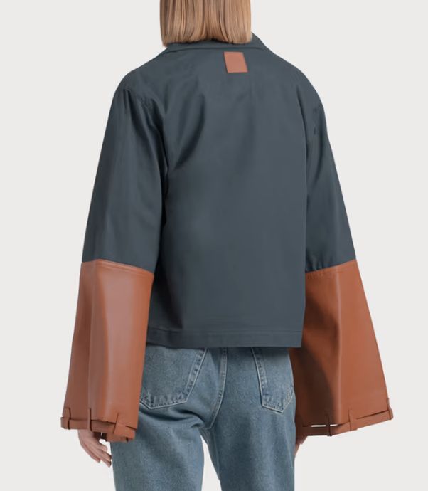 Loewe Button Jacket With Leather Cuffs And Patch