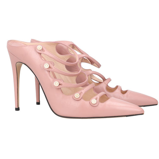 Gucci Leather Aneta Strappy Pointed Toe Mules