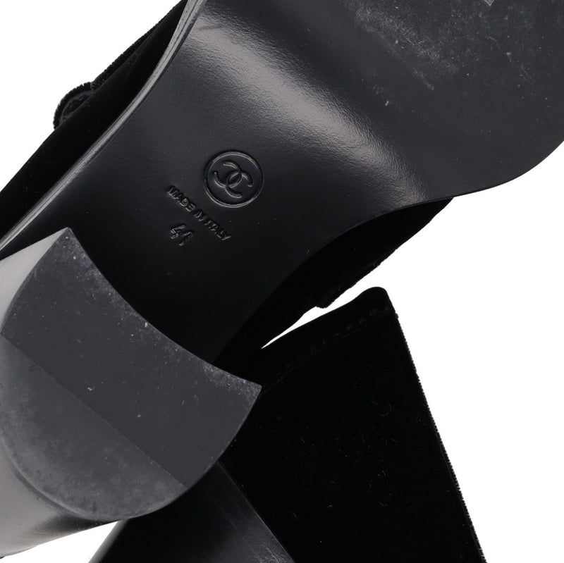 Chanel Velvet Block-Heel Loafer Pumps