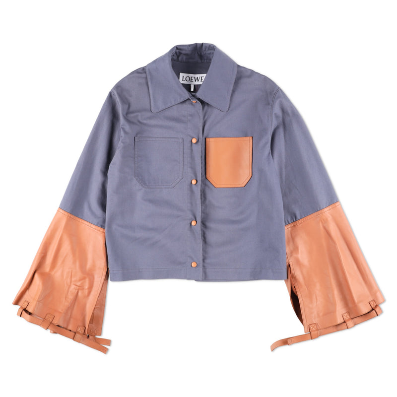 Loewe Button Jacket With Leather Cuffs And Patch