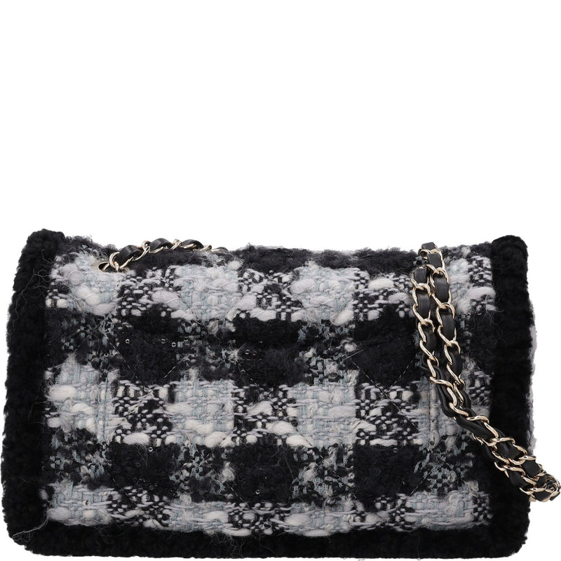 Chanel Tweed Shearling Flap Bag 18x28 cms 