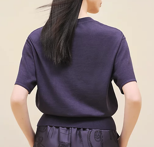 Hermès "En Desordre Finesse" Short-sleeve Twillaine Top & Cardigan