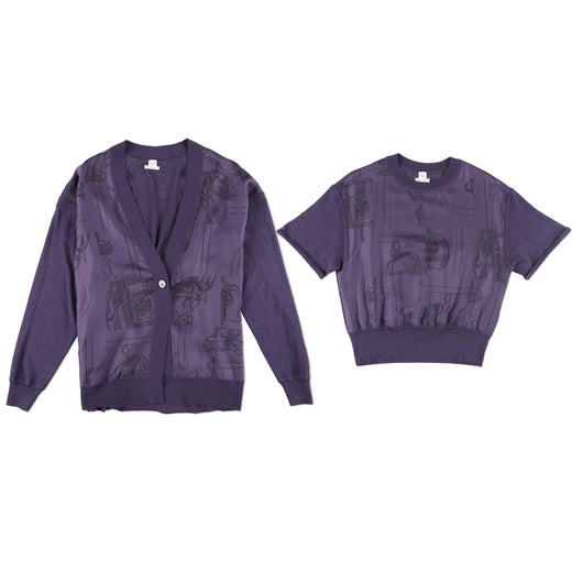Hermès "En Desordre Finesse" Short-sleeve Twillaine Top & Cardigan