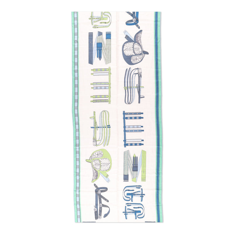 Hermès Lettres Equestres rectangle Scarf 180 x 83cms