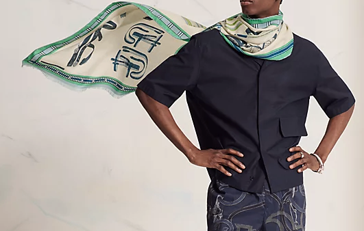 Hermès Lettres Equestres rectangle Scarf 180 x 83cms