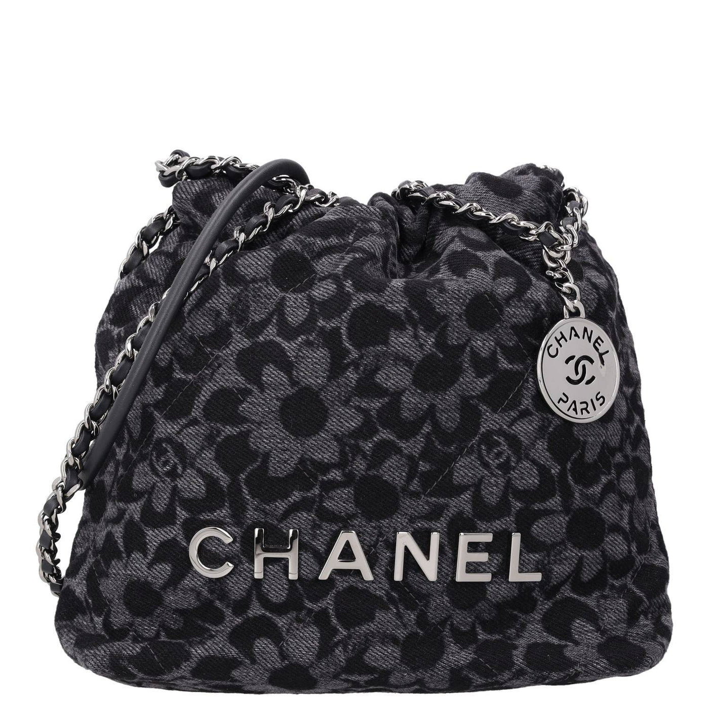Chanel Denim Quilted Floral Print Mini Chanel 22