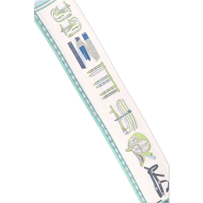 Hermès Lettres Equestres rectangle Scarf 180 x 83cms