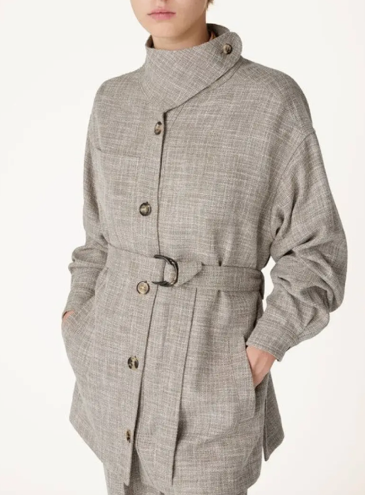 Loro Piana Ardian Salt & Pepper Button Collar Jacket