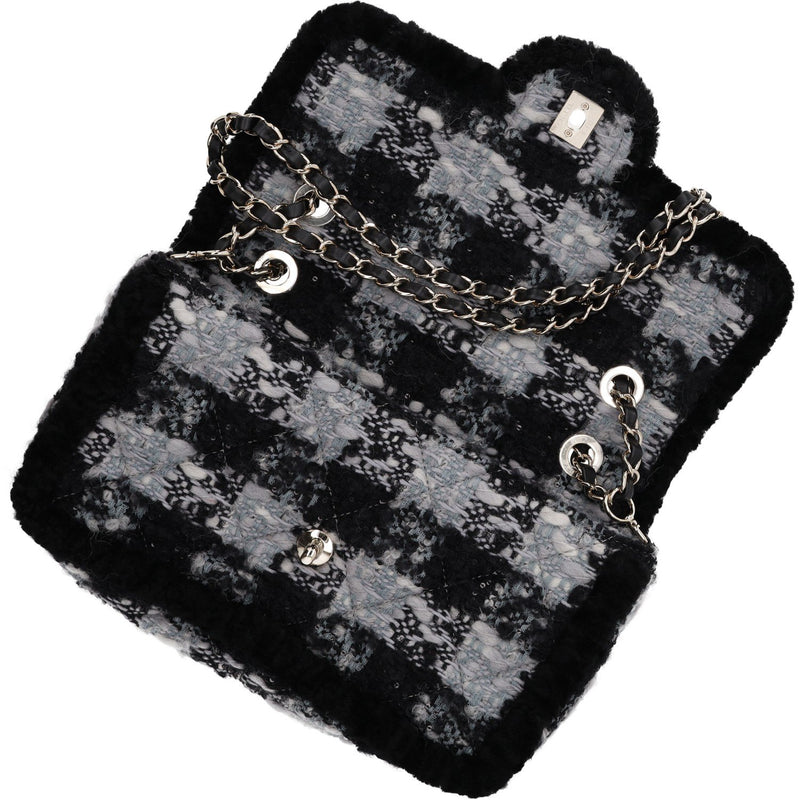 Chanel Tweed Shearling Flap Bag 18x28 cms 