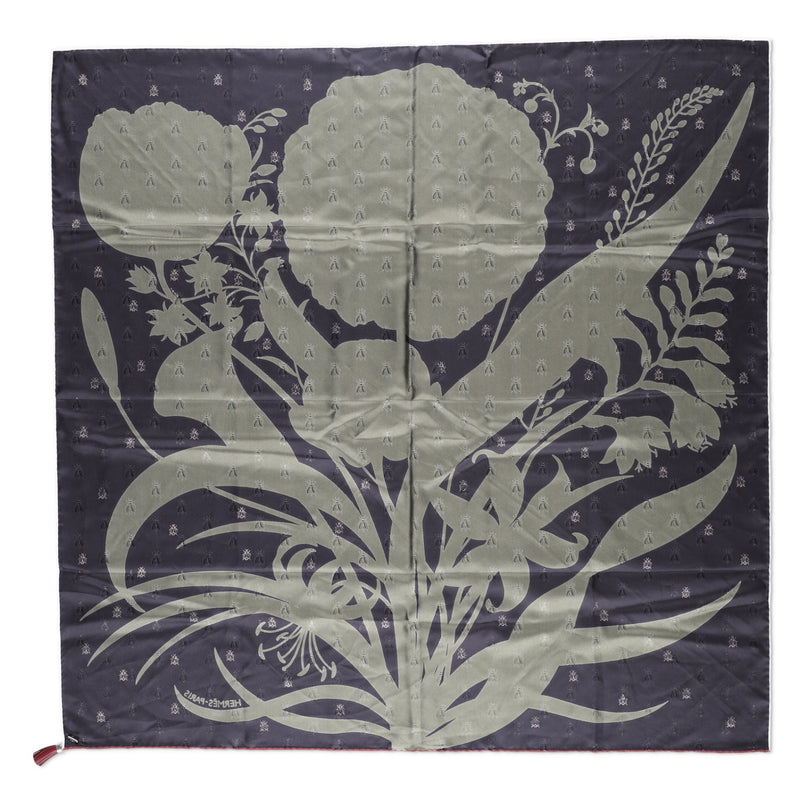 Hermès Bouquet Final Leather Tassel Scarf 90