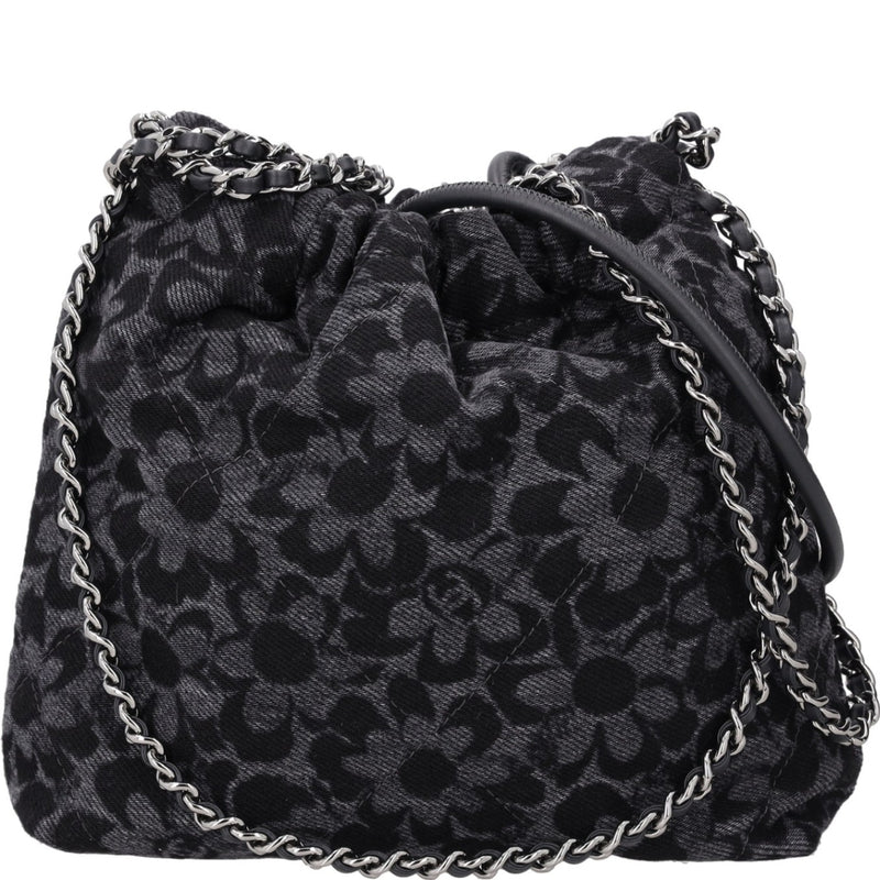 Chanel Denim Quilted Floral Print Mini Chanel 22