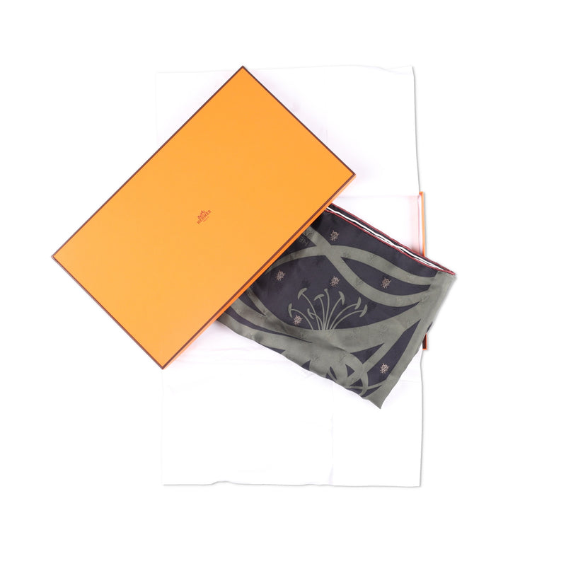 Hermès Bouquet Final Leather Tassel Scarf 90