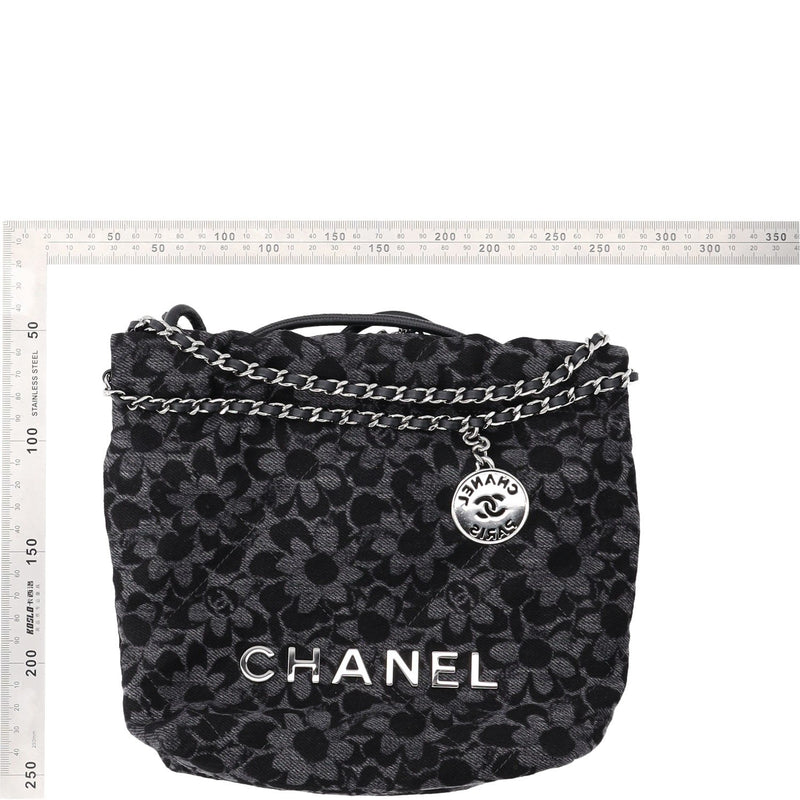 Chanel Denim Quilted Floral Print Mini Chanel 22