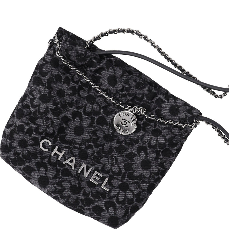 Chanel Denim Quilted Floral Print Mini Chanel 22
